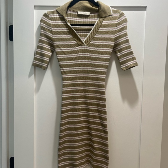 Striped V-Neck Ribbed Dress - Picture 2 of 6